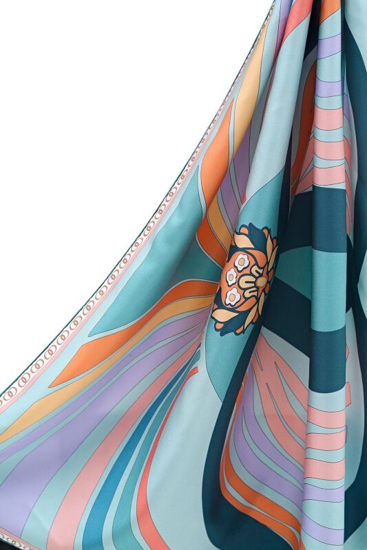 Water Fringe Silk Scarf Mint - 2