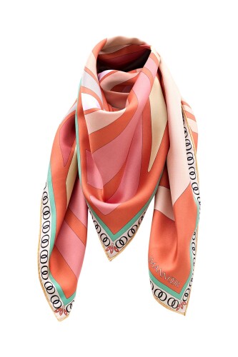Water Fringe Silk Scarf Orange - 4