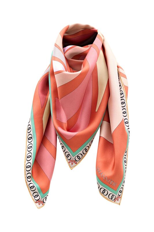 Water Fringe Silk Scarf Orange - 4