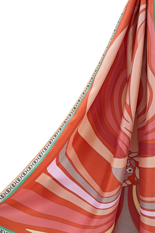Water Fringe Silk Scarf Orange - 2