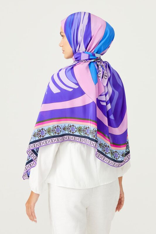 Water Fringe Silk Scarf Purple - 2