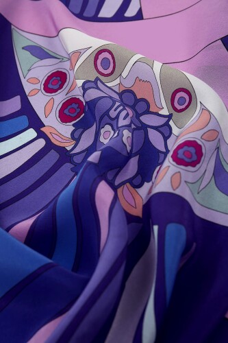 Water Fringe Silk Scarf Purple - 3
