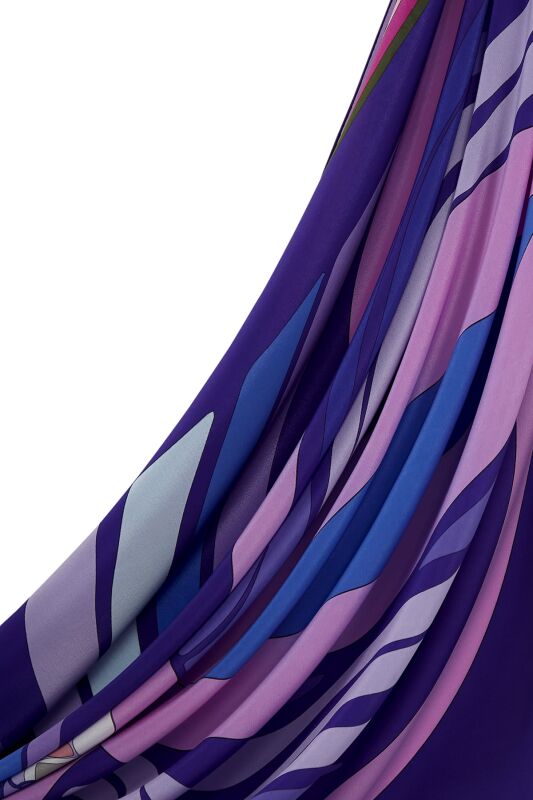 Water Fringe Silk Scarf Purple - 5