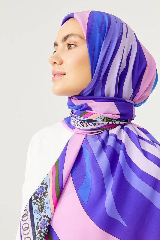 Water Fringe Silk Scarf Purple - 6