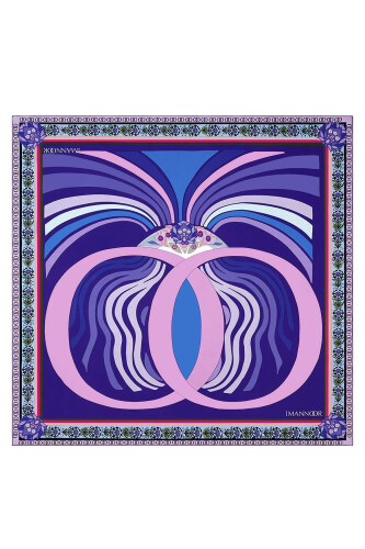 Water Fringe Silk Scarf Purple - 1