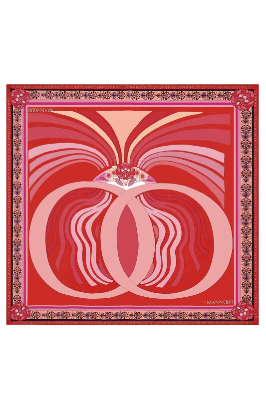 Water Fringe Silk Scarf Red - 1