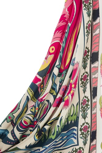 Water Garden Silk Scarf Red - 5