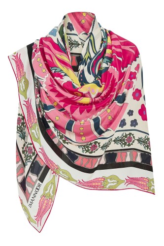 Water Garden Silk Scarf Red - 7