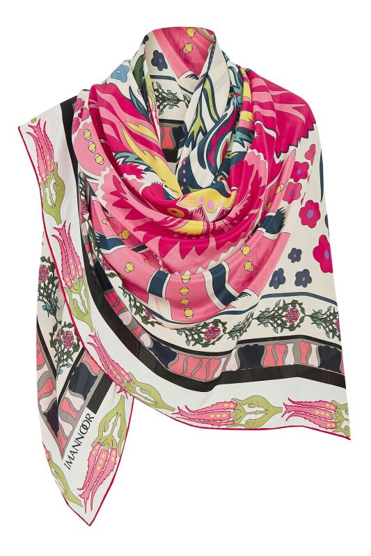 Water Garden Silk Scarf Red - 7