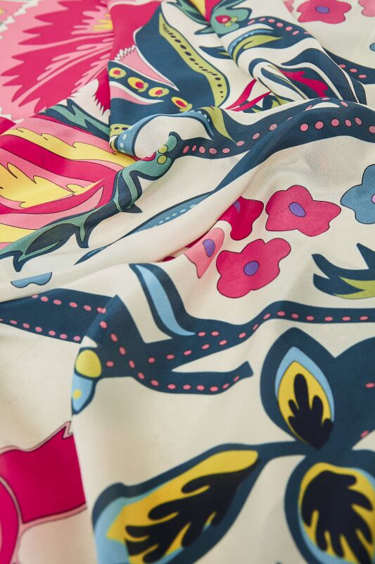Water Garden Silk Scarf Red - 3