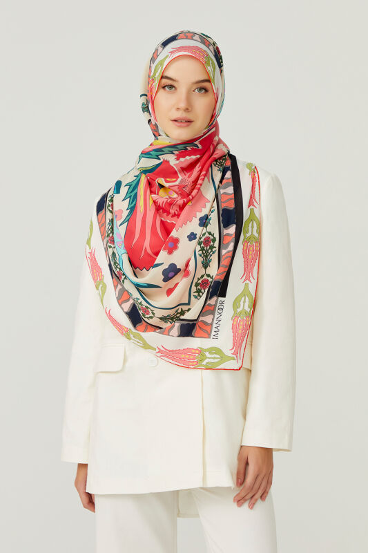 Water Garden Silk Scarf Red - 2