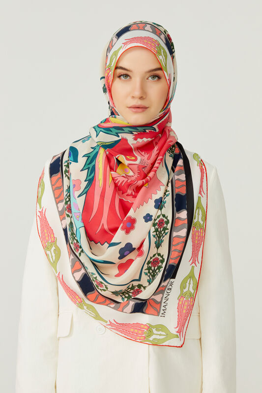 Water Garden Silk Scarf Red - 6