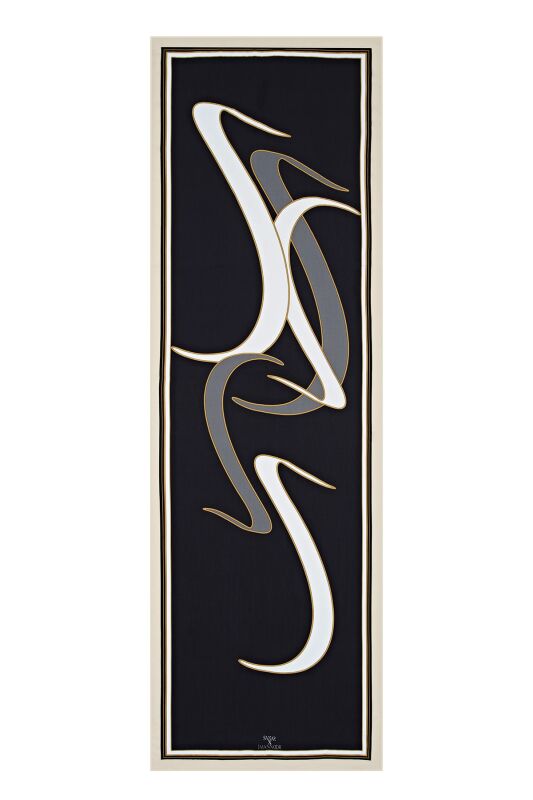 Water Stone Flosh Viscose Shawl Black - 1