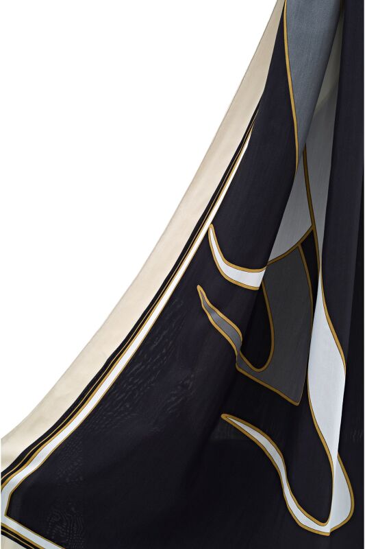 Water Stone Flosh Viscose Shawl Black - 5