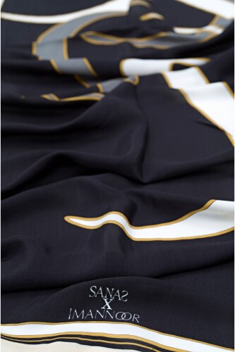 Water Stone Flosh Viscose Shawl Black - 3