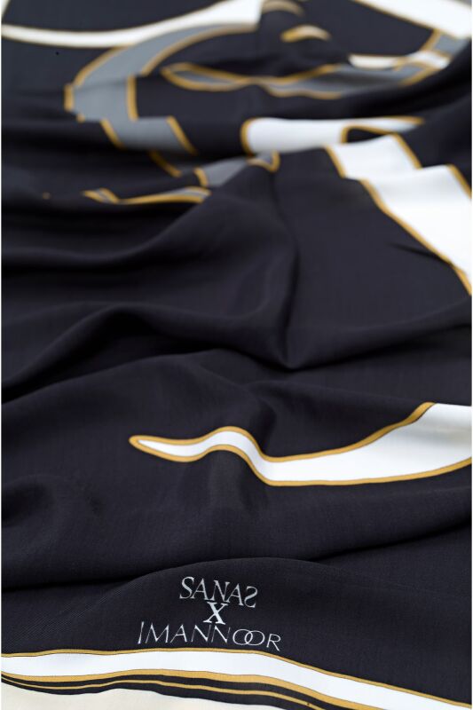 Water Stone Flosh Viscose Shawl Black - 3