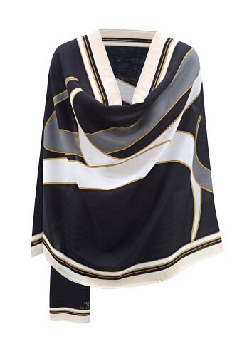 Water Stone Flosh Viscose Shawl Black - 7