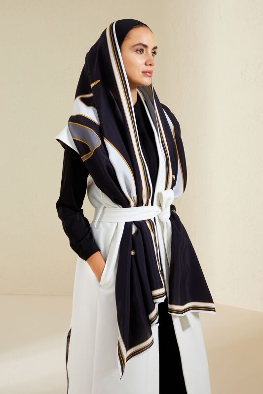 Water Stone Flosh Viscose Shawl Black - 2