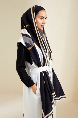 Water Stone Flosh Viscose Shawl Black - 4