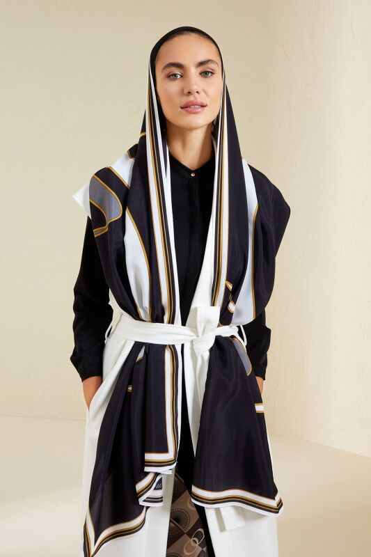 Water Stone Flosh Viscose Shawl Black - 8
