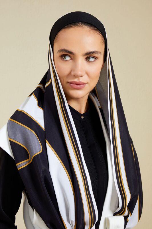 Water Stone Flosh Viscose Shawl Black - 6