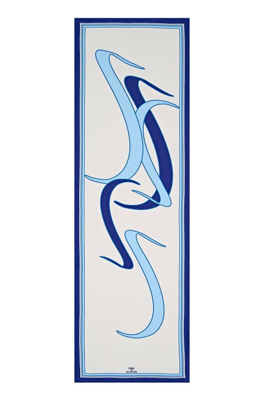 Water Stone Flosh Viscose Shawl Blue - 1