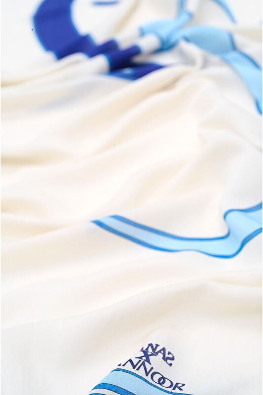 Water Stone Flosh Viscose Shawl Blue - 3