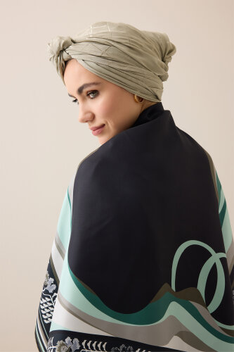 Waves Black Twill Silk Scarf - 6