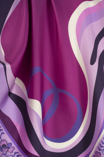 Waves Fuchsia Silk Twill Scarf - 4