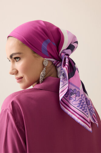 Waves Fuchsia Silk Twill Scarf 