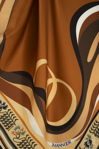 Waves Tan Twill Silk Scarf - 4