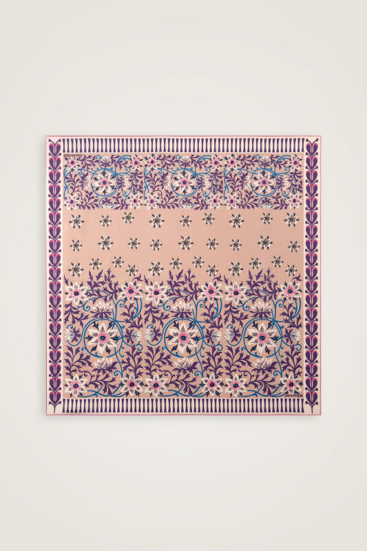 Western Flower Mink-Pink Twill Silk Scarf - 2