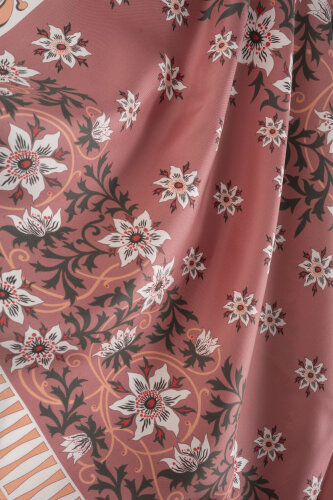 Western Flower Rosewood Twill Silk Scarf - 4