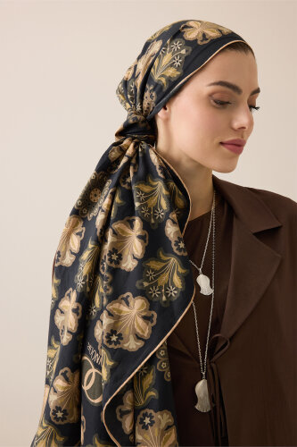 Wildflower Coffee Cotton Silk Scarf - 5
