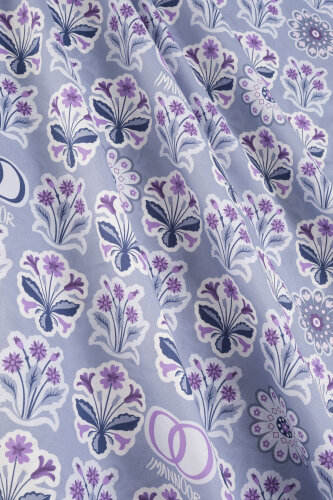 Wildflower Grey-Plum Cotton Silk Scarf - 4