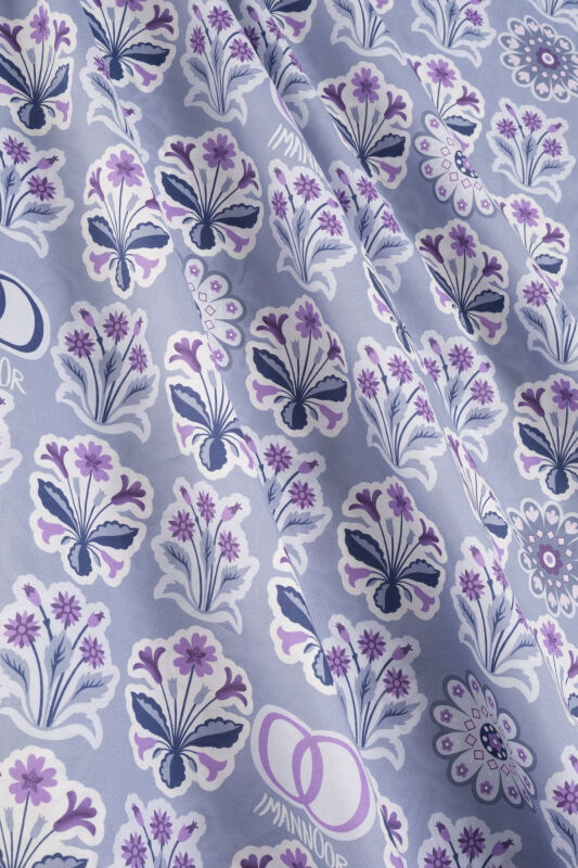 Wildflower Grey-Plum Cotton Silk Scarf - 4