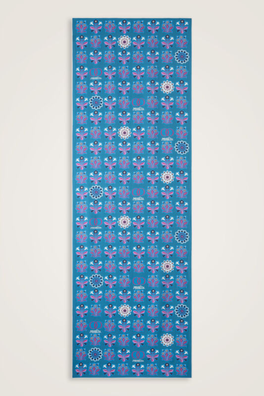 Wildflower Pink-Turquoise Cotton Silk Scarf - 2