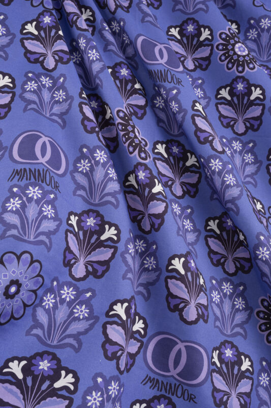 Wildflower Purple Denim Cotton Silk Scarf - 4