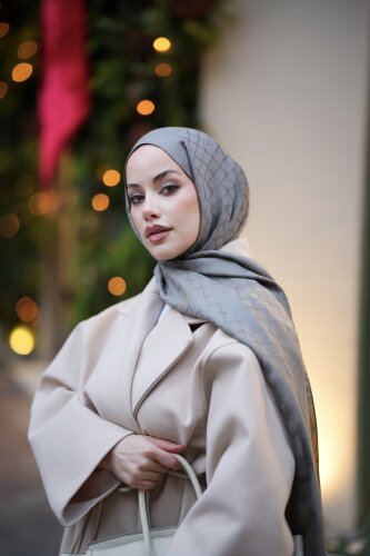 Window Lattice Gray Ramy Jacquard Shawl 