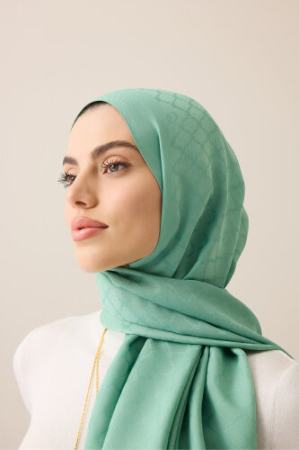 Window Lattice Mint Green Ramy Jacquard Shawl 