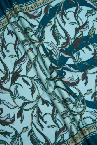 Winged Ivy Wool Shawl Petrol - Imannoor (1)