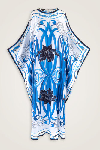 Yeni Dünya Mavi Krep İpek Kaftan - Imannoor (1)