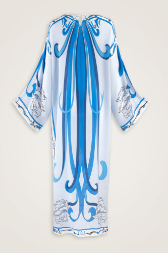 Yeni Dünya Mavi Tivil İpek Elbise - Imannoor (3)