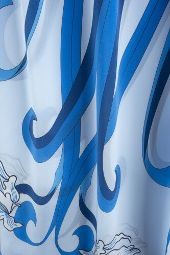 Yeni Dünya Mavi Tivil İpek Elbise - Imannoor (2)