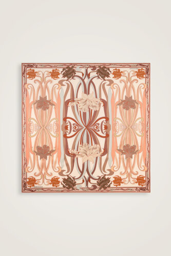 Yeni Dünya Somon-Sarı Çift Taraflı Tivil İpek Eşarp 94x94 - Imannoor (1)