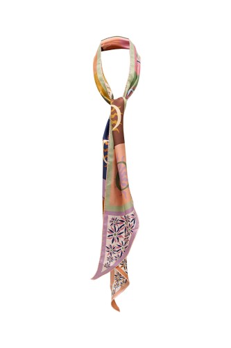 Yıldız Çiçeği Pembe Twilly İpek Fular - 4