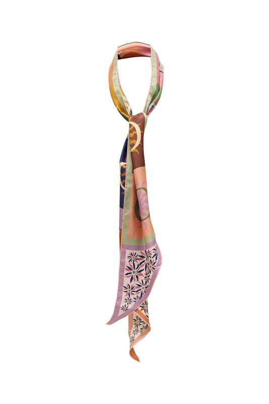 Yıldız Çiçeği Pembe Twilly İpek Fular - 4