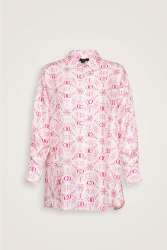 Yıldızlı Gece Pembe Tivil İpek Pijama Gömlek - Imannoor (1)