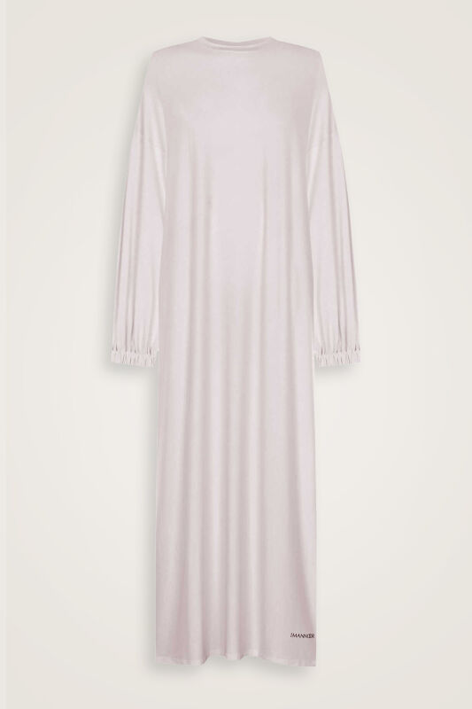 Yuvarlak Yaka Açık Taş Penye Elbise - 2