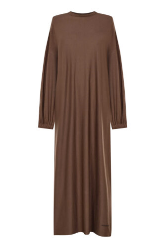 Yuvarlak Yaka Cappucino Penye Elbise 